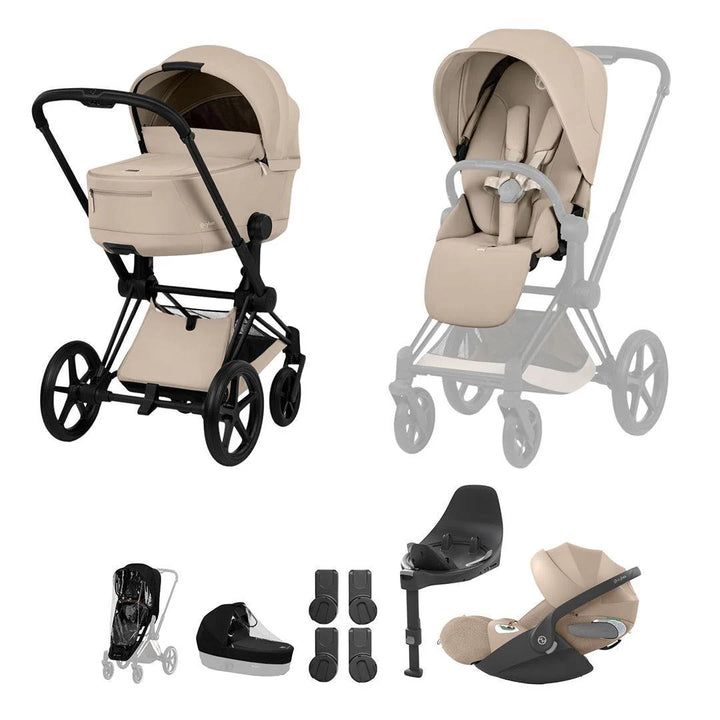 Cybex Priam Comfort Ultimate Cloud T Plus Travel System Bundle - Cozy Beige/Black