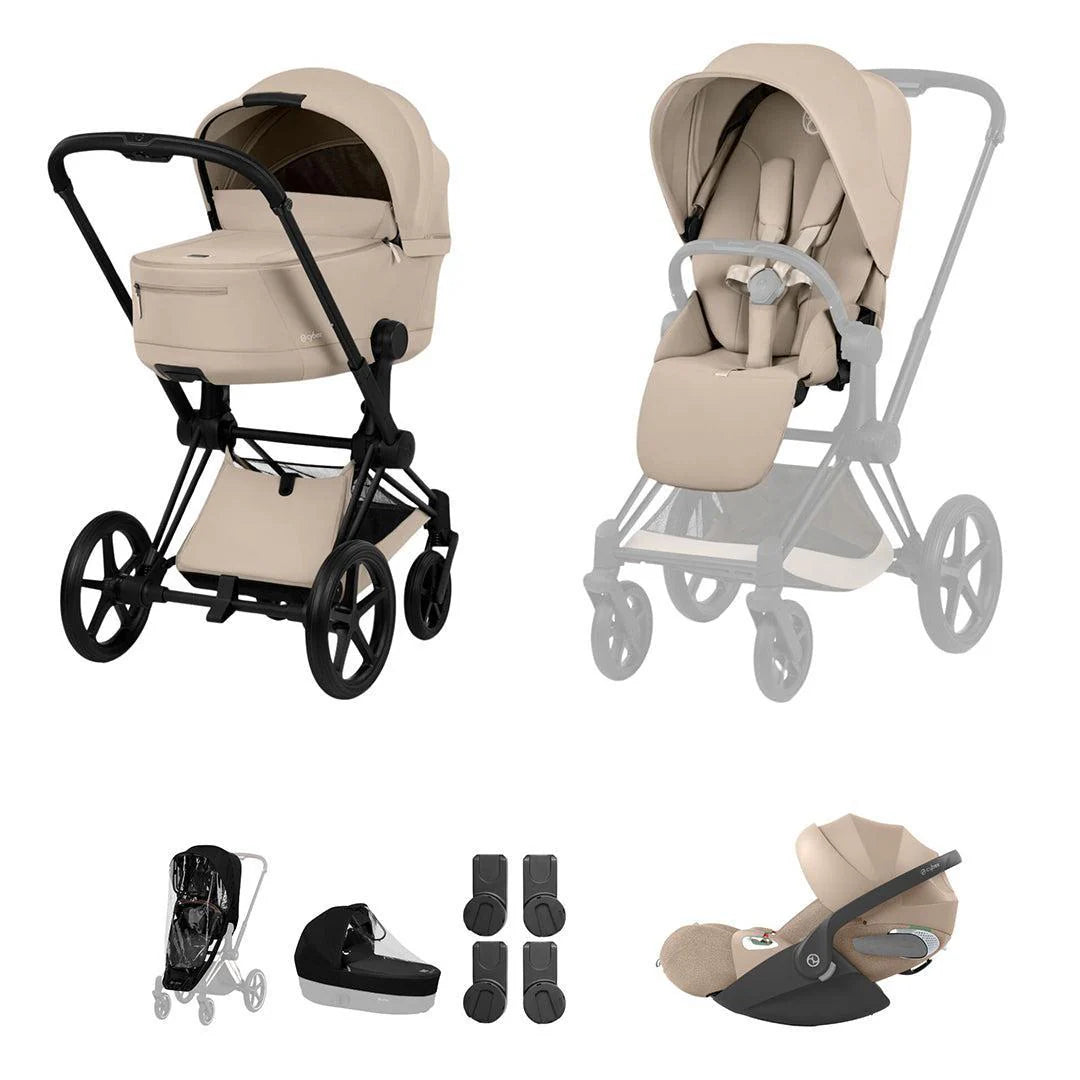 Cybex Priam Comfort Ultimate Cloud T Plus Travel System Bundle - Cozy Beige/Black