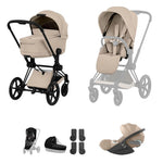 Cybex Priam Comfort Ultimate Cloud T Plus Travel System Bundle - Cozy Beige/Black