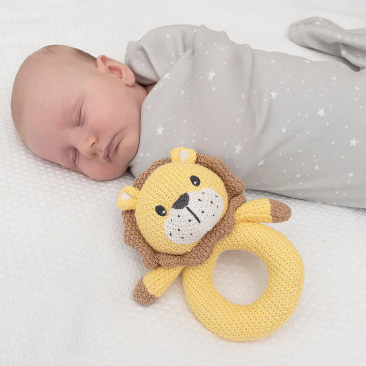 Living Textiles Knitted Rattle - Leo The Lion