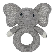 Living Textiles Knitted Rattle - Mason Elephant