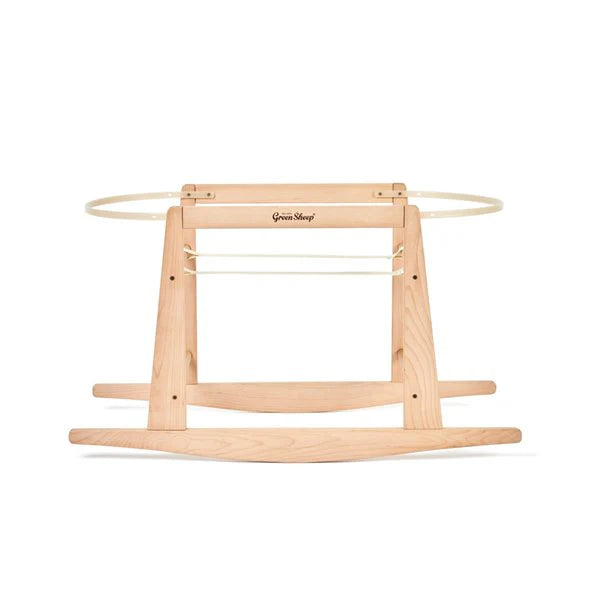 The Little Green Sheep Organic Dimple Quilted Moses Basket, Mattress & Natural Rocking Stand - Linen