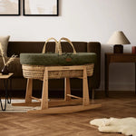 The Little Green Sheep Organic Dimple Quilted Moses Basket, Mattress & Natural Rocking Stand - Juniper