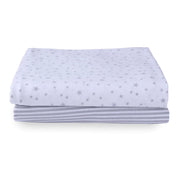 Clair De Lune Stars & Stripes 2 Pack Fitted Moses Basket Sheets - 74 x 30 cm
