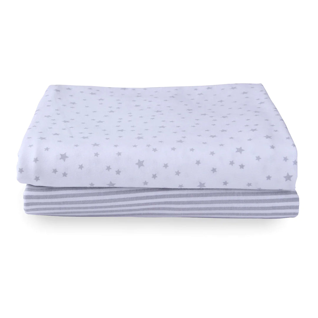 Clair De Lune Stars & Stripes 2 Pack Fitted Cot Bed Sheets - 140 x 70 cm