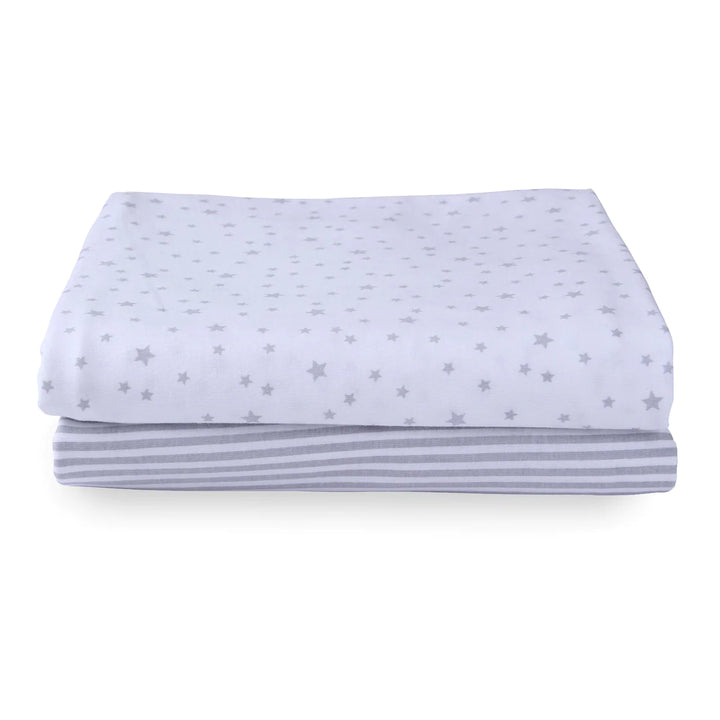 Clair De Lune Stars & Stripes 2 Pack Fitted Cot Bed Sheets - 140 x 70 cm