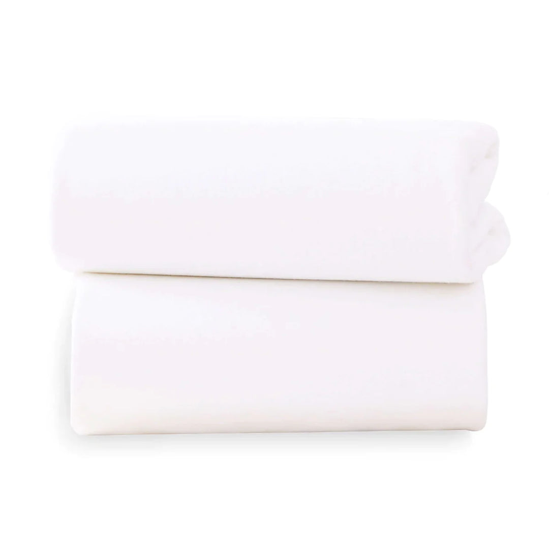 Clair De Lune 2 Pack Bedside Crib Fitted Sheets - 90 x 50 cm - White