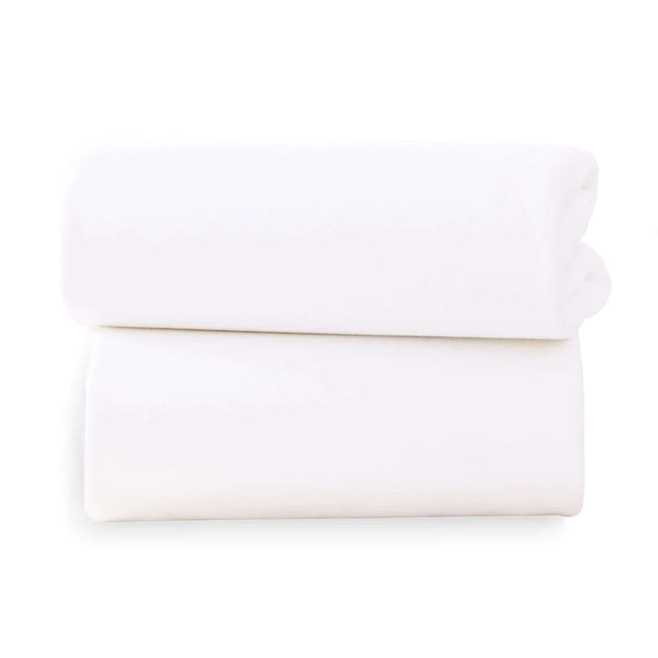 Clair De Lune 2 Pack Bedside Crib Fitted Sheets - 90 x 50 cm - White