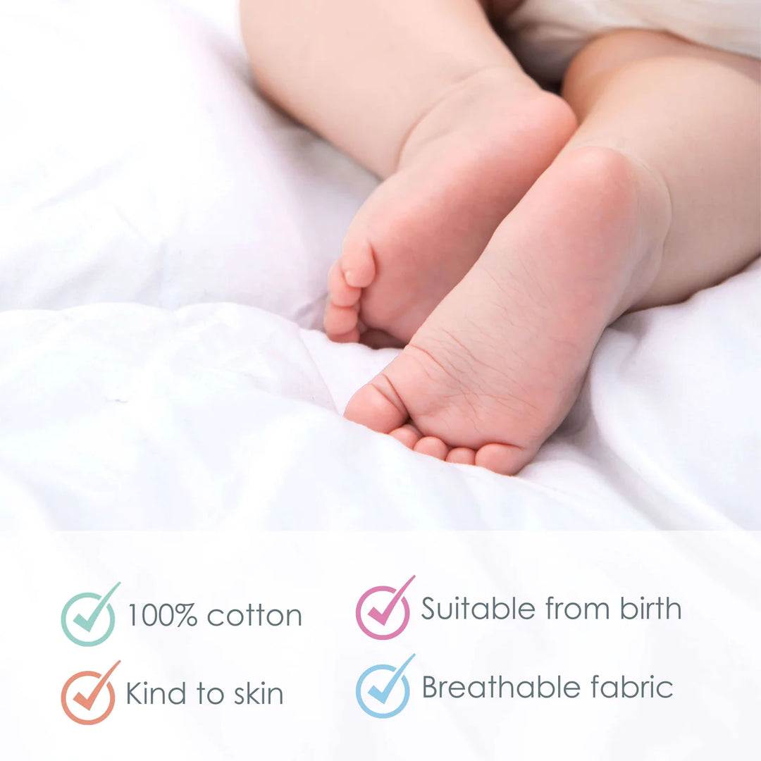 Clair De Lune 2 Pack Bedside Crib Fitted Sheets - 90 x 50 cm - White