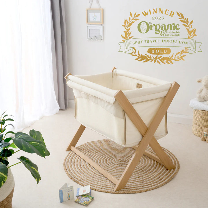 Clair De Lune Organic Folding Crib - Cream