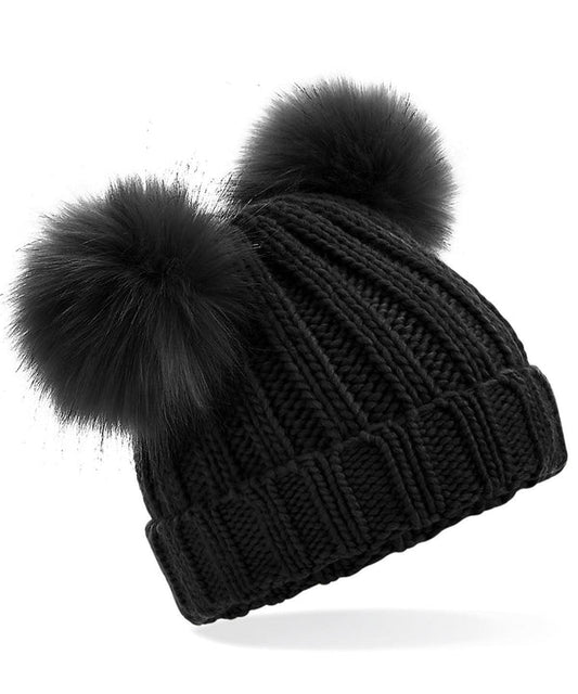 Infant/Junior Double Pom Pom Hat - Black