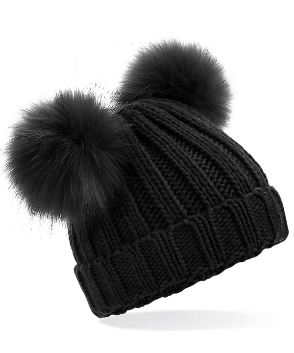 Infant/Junior Double Pom Pom Hat - Black