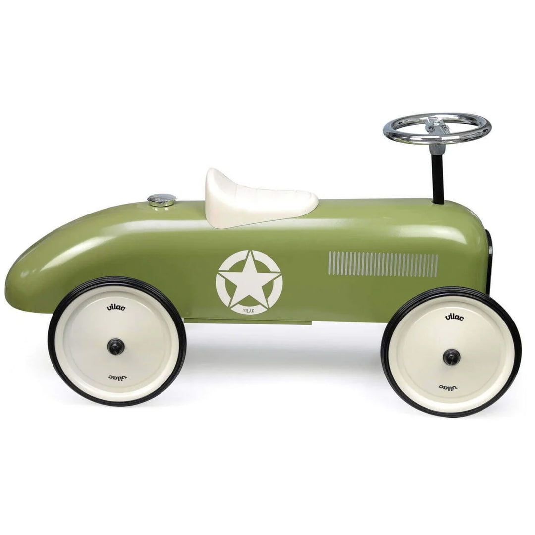 Vilac Classic Ride On Metal Car - Khaki Green