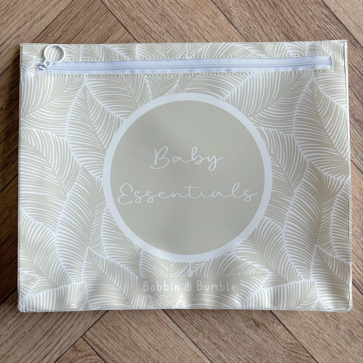 Bobbin & Bumble Hospital Bag Organiser Pouches - Beige Leaf Print