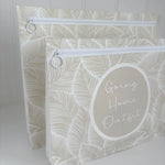 Bobbin & Bumble Hospital Bag Organiser Pouches - Beige Leaf Print