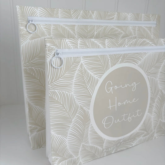 Bobbin & Bumble Hospital Bag Organiser Pouches - Beige Leaf Print