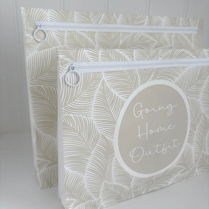 Bobbin & Bumble Hospital Bag Organiser Pouches - Beige Leaf Print