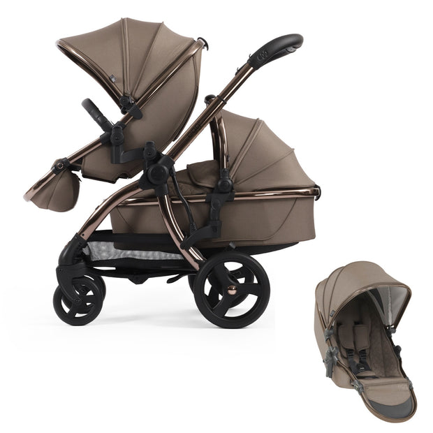 Egg 3 Mink Luxury Double Stroller - With Carrycot From Birth