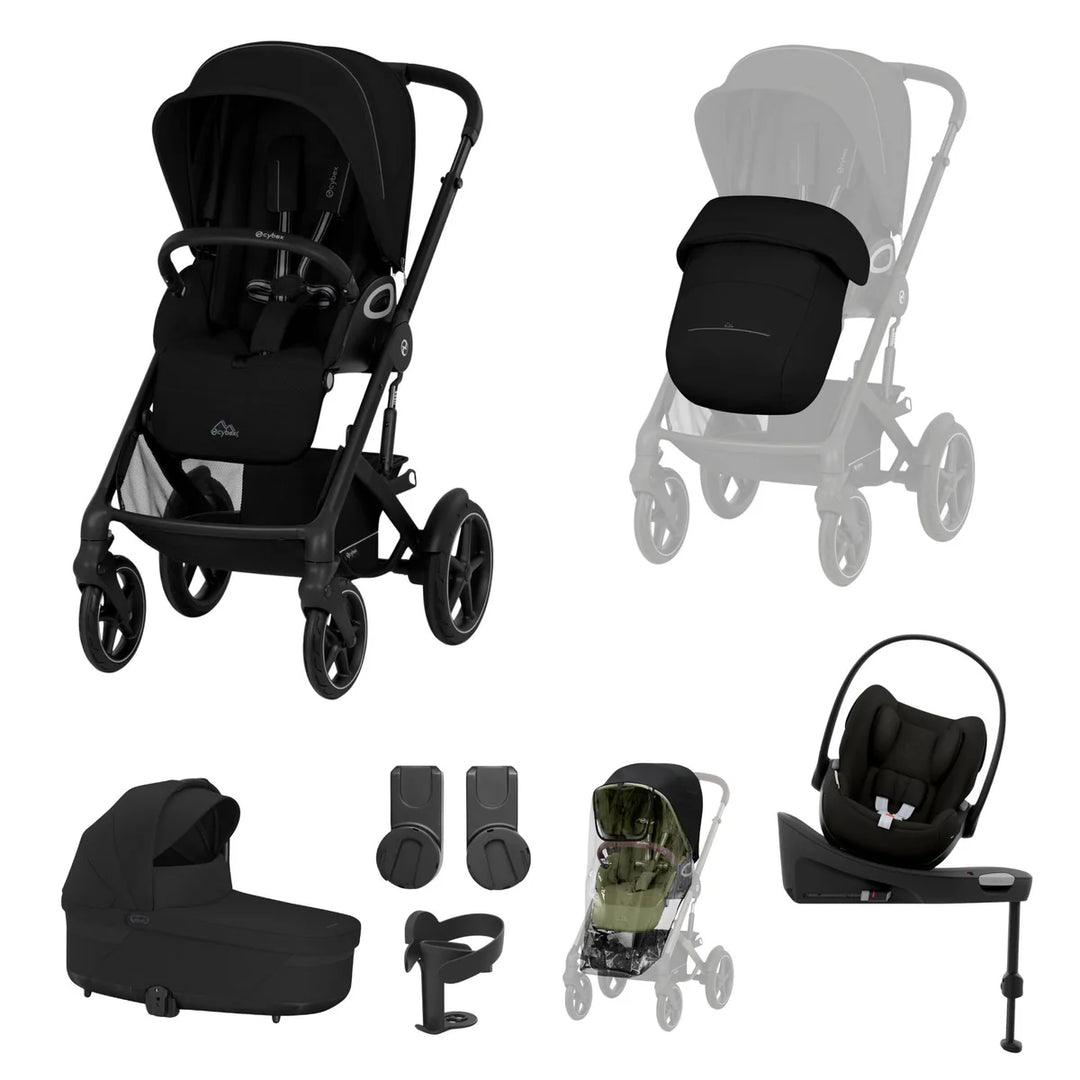 Cybex Talos S Lux 10-Piece Cloud G Travel System Bundle - Moon Black