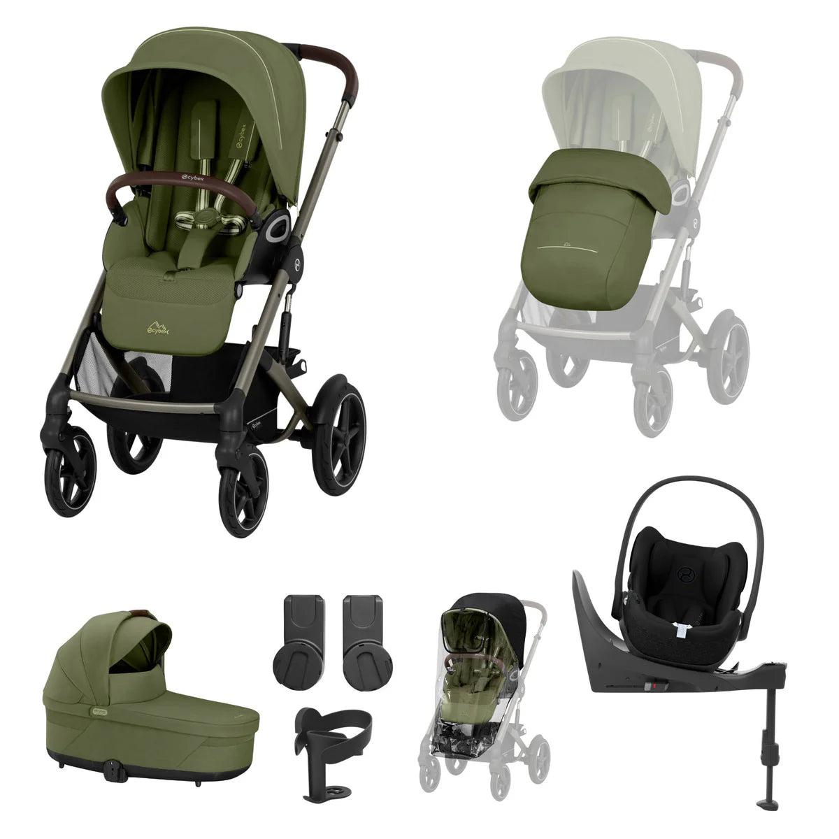 Cybex Talos S Lux 10-Piece Cloud T Travel System Bundle - Moss Green