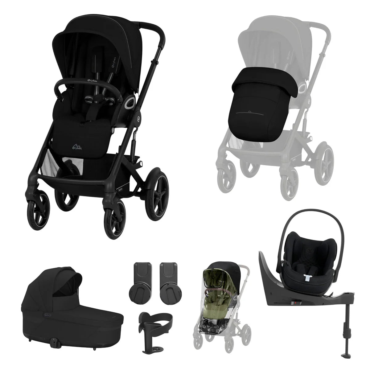 Cybex Talos S Lux 10-Piece Cloud T Travel System Bundle - Moon Black