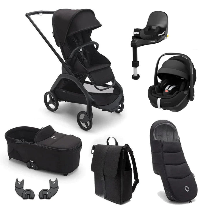 Bugaboo Dragonfly + Pebble 360 Pro2 Ultimate Travel System Bundle - Midnight Black