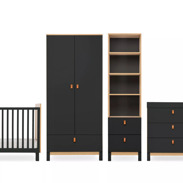 Cuddleco Rafi 4 Piece Nursery Furniture Set - Oak & Black