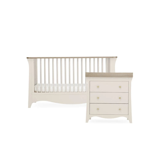 CuddleCo Clara 2 Piece Nursery Furniture Set (Cotbed And Dresser) - Cashmere & Ash