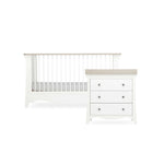 CuddleCo Clara 2 Piece Nursery Furniture Set (Cot Bed & Dresser) - White & Ash