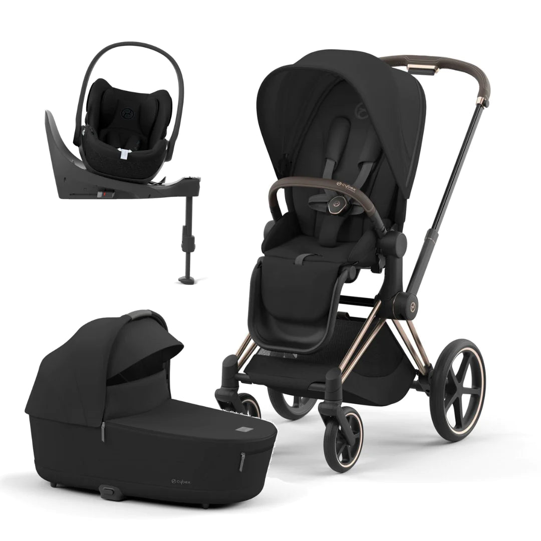 Cybex Priam Pushchair & Cloud T Travel System - Sepia Black & Rose Gold