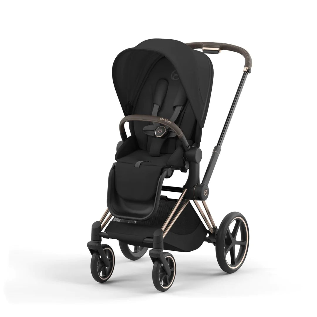 Cybex Priam Pushchair & Cloud T Travel System - Sepia Black & Rose Gold