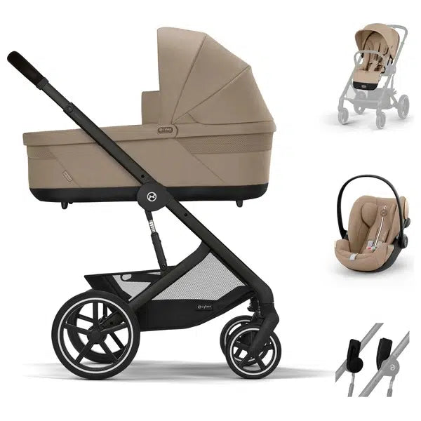 Cybex Balios S Lux Comfort Travel System Inc Cloud G - Almond Beige/Black Chassis
