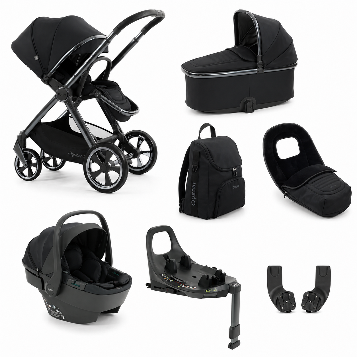 Oyster4 Luxury Travel System Bundle Inc Capsule 360 Car Seat - Carbonite
