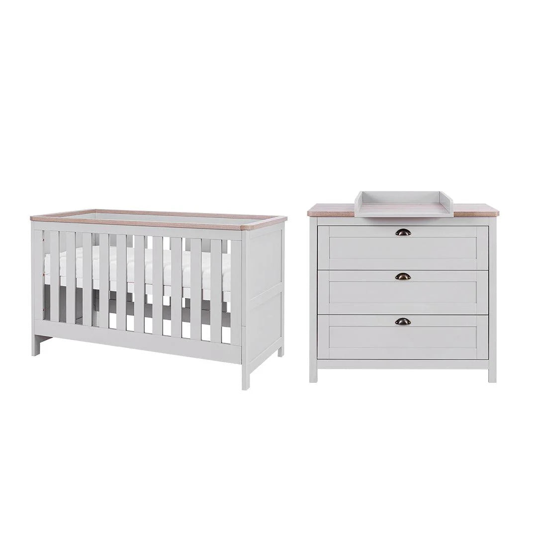 Tutti Bambini Verona 2 Piece Room Set (Cot Bed And Dresser) - Dove Grey/Oak
