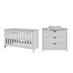 Tutti Bambini Verona 2 Piece Room Set (Cot Bed And Dresser) - Dove Grey/Oak