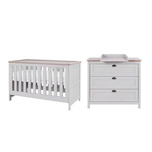 Tutti Bambini Verona 2 Piece Room Set (Cot Bed And Dresser) - Dove Grey/Oak