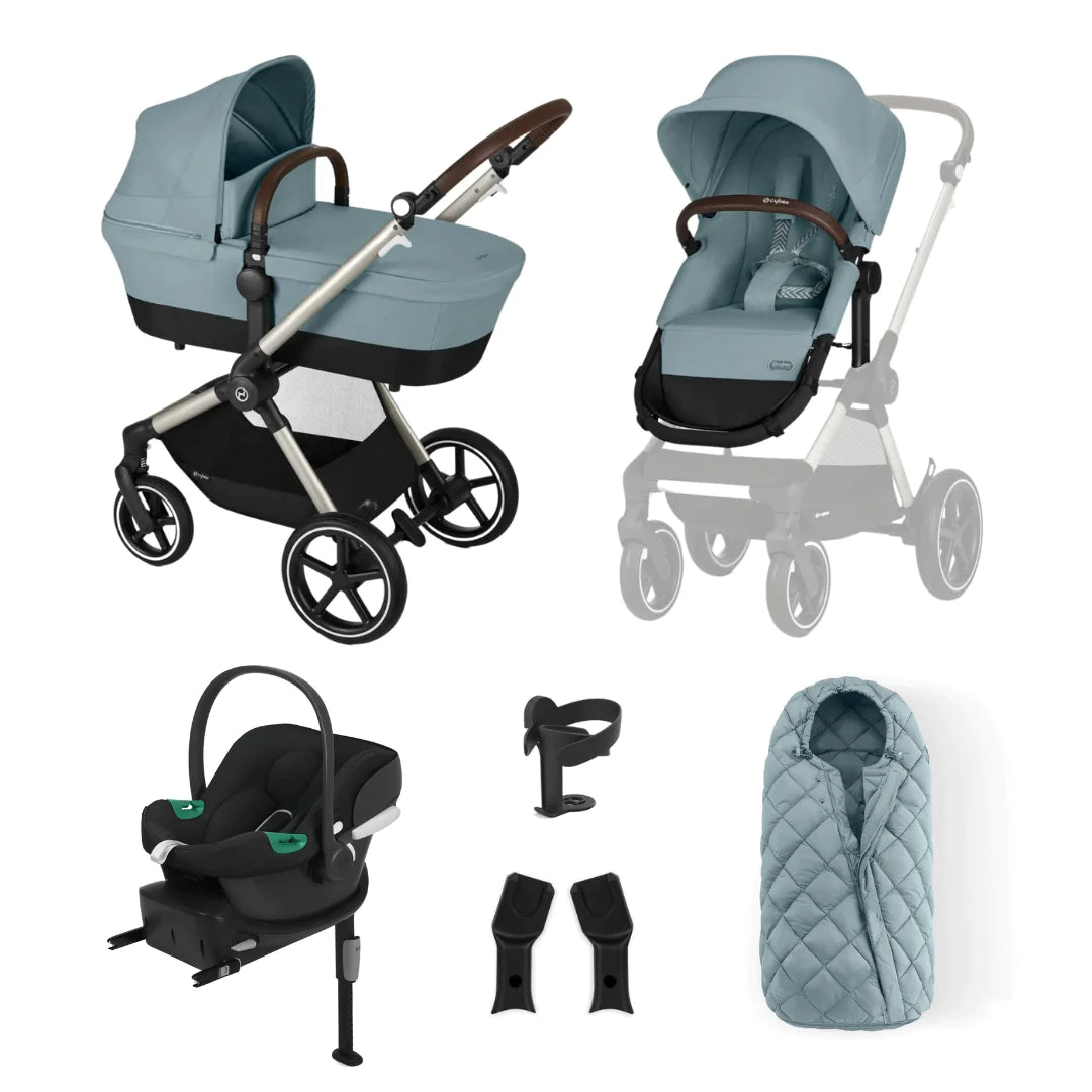 Cybex Eos Pushchair & 9 Piece Aton B2 Car Seat Bundle - Sky Blue