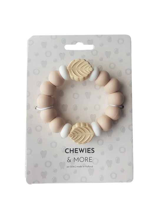 Chewies&More Silicone Leaf Teething Bangle - Pale Pink/Beige