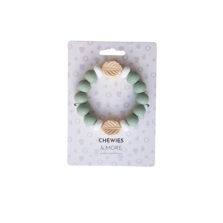 Chewies&More Silicone Leaf Teething Bangle - Sage