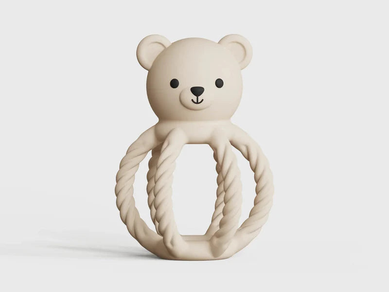 Chewies&More Silicone Bear Teething Toy & Rattle - Beige