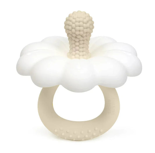 Chewies&More Silicone Daisy Teething Toy & Rattle - Beige