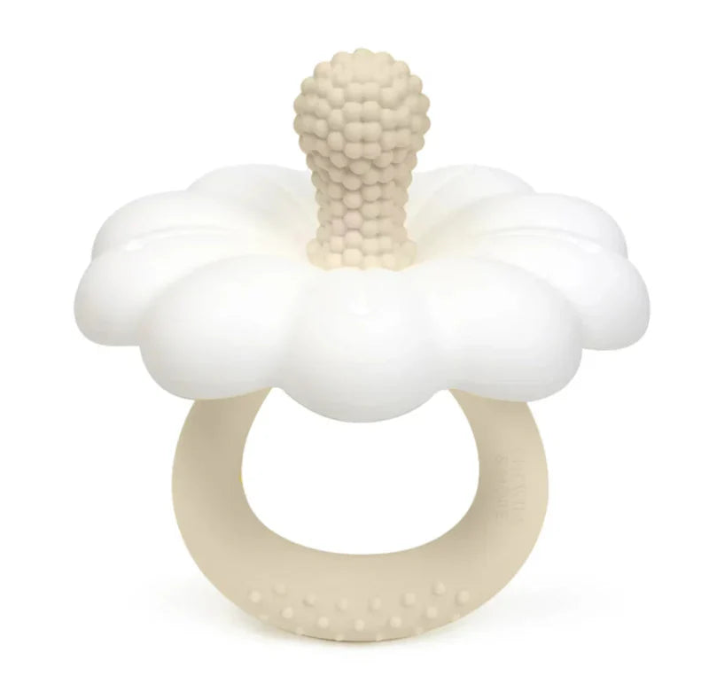 Chewies&More Silicone Daisy Teething Toy & Rattle - Beige