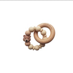 Chewies&More Wooden & Silicone Bear Teething Ring - Navaho Cream