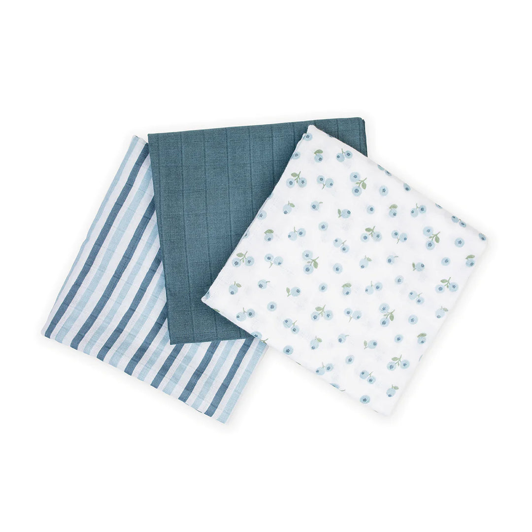 Lulujo 3 Pack Mini Muslin Cloths - Blueberries