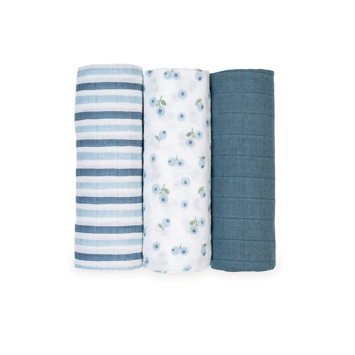 Lulujo 3 Pack Mini Muslin Cloths - Blueberries
