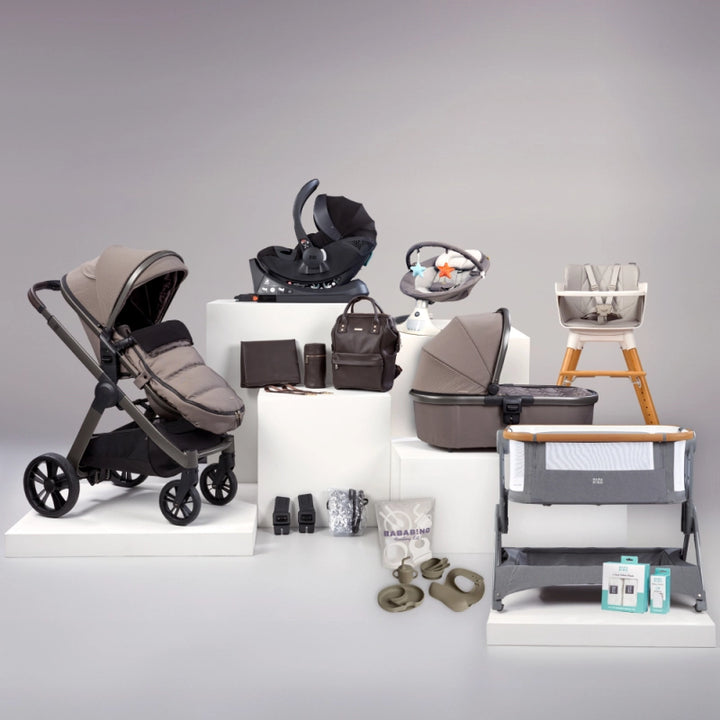 BabaBing Raffi 17 Piece Travel System, Home & Feeding Bundle - Minky