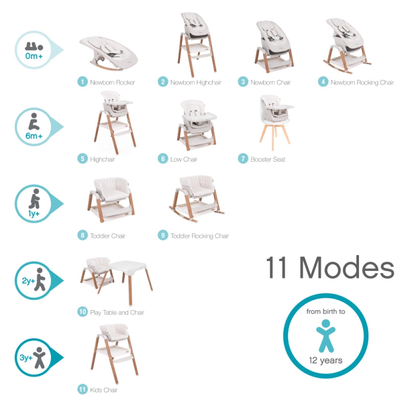 Tutti Bambini Nova Highchair - Ecru/Scandinavian Walnut