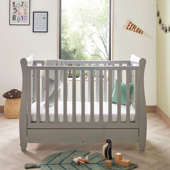 Babymore Eva Sleigh Drop Side Cot Bed - Grey