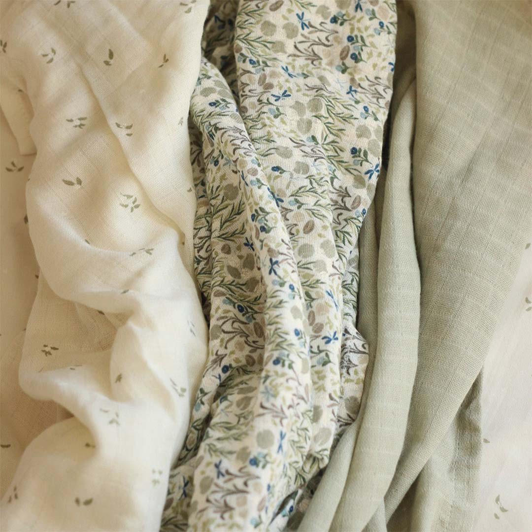 Avery Row 3 Pack Organic Baby Muslin Squares - Riverbank
