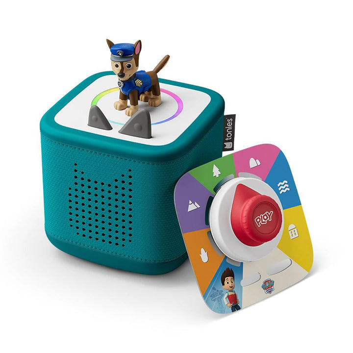 tonies Toniebox 2 Play Set with Paw Patrol Chase Tonie, Tonieplay Game & Tonieplay Controller - Tropical Teal